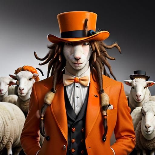 Photorealistic Anthropomorphic Sheep with Dreadlocks