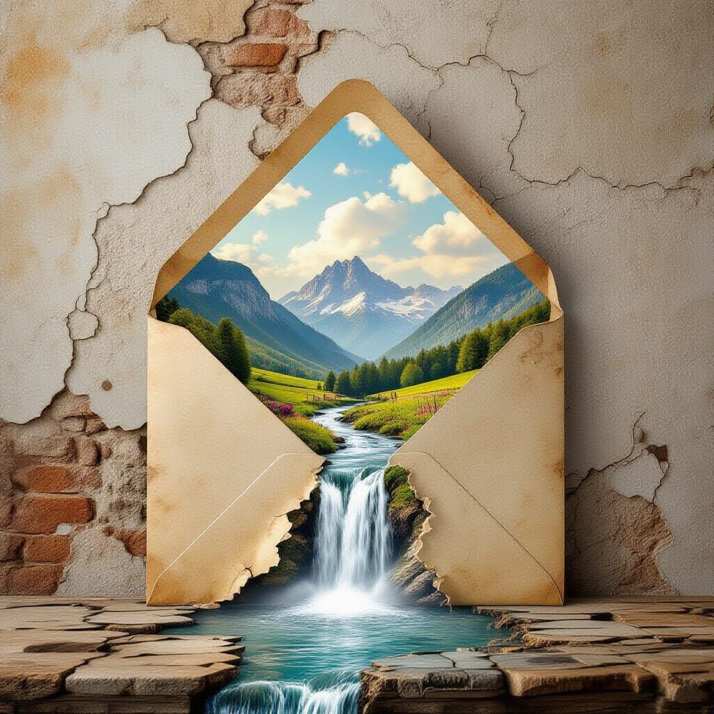 Double Exposure of Enchanting Countryside Revealing from Par...