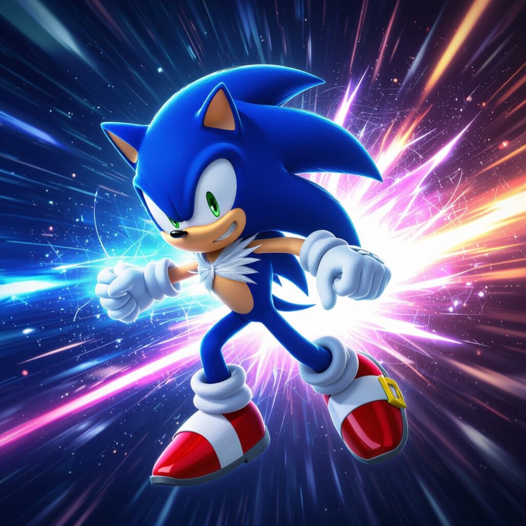 Sonic and Silver Fusion in High-Energy Anime Style
