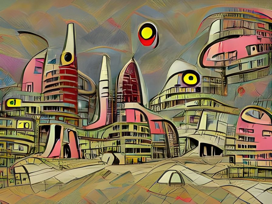 Sci-Fi City Rendered in Art Brut Style