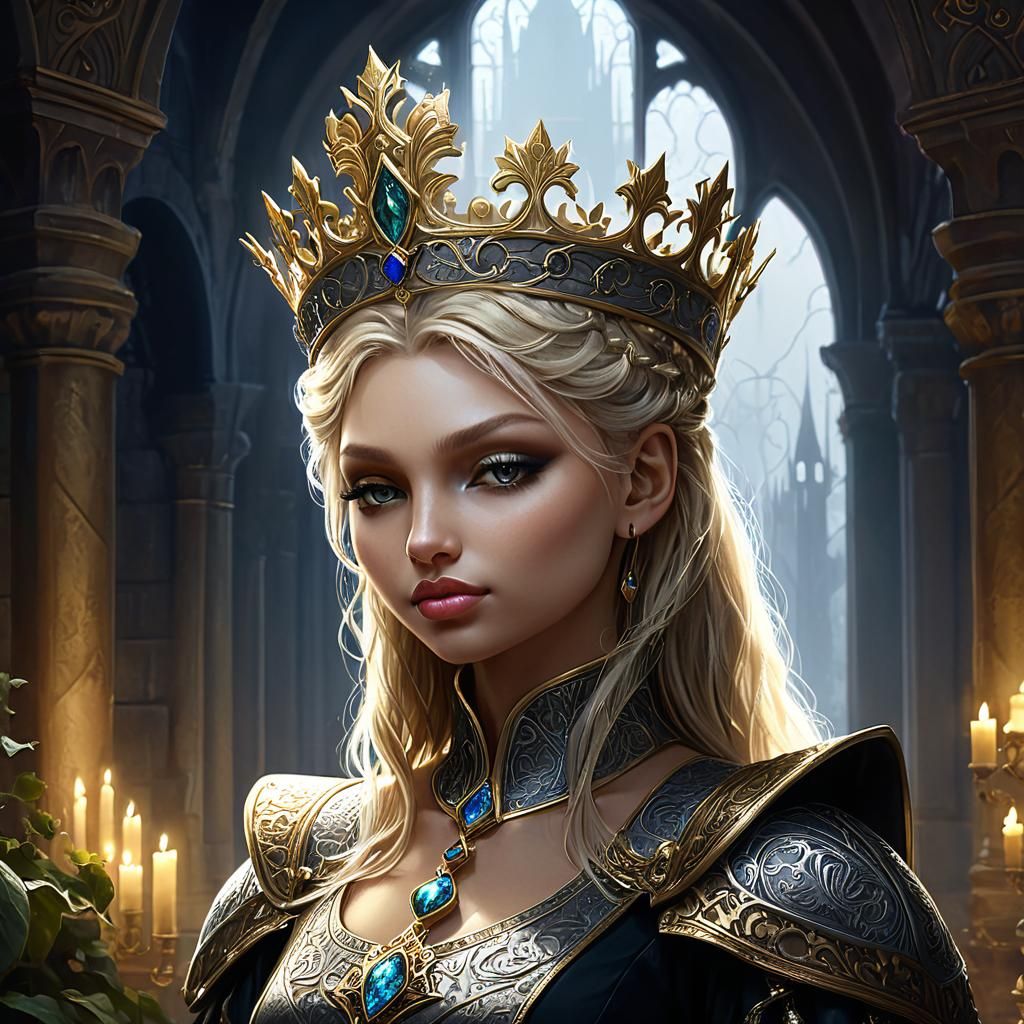 Regal Figure with Crown in Dark Castle