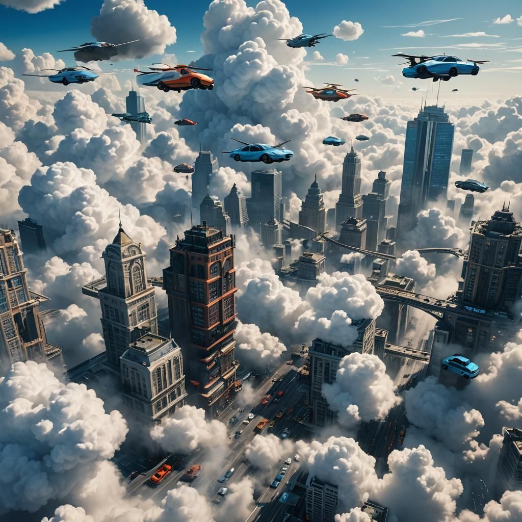 Floating Cityscape Traffic in the Clouds