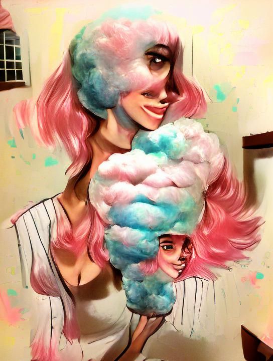Cotton Candy Woman Portrait