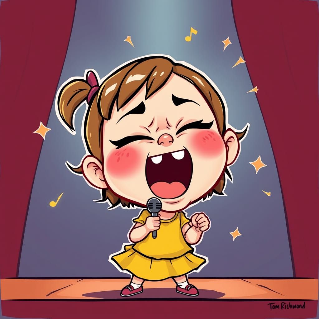 Vibrant Chibi Girl Rockstar Performs with Fervor