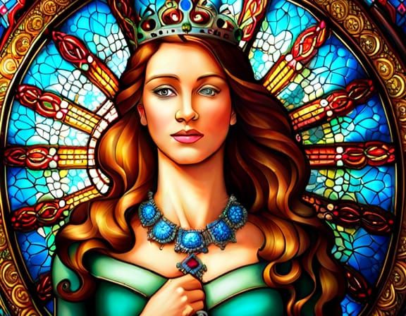Stained Glass Princess: Hyperrealistic Masterpiece