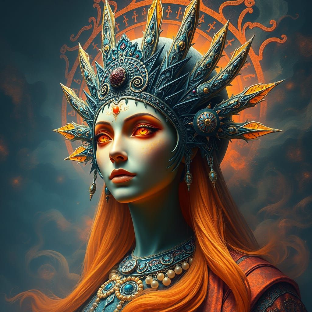 Goddess of Knowledge and Magic in Impasto Style