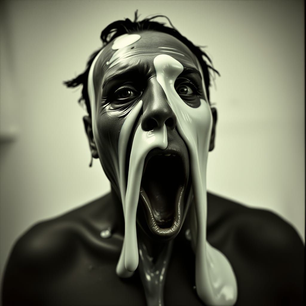 Surreal Goo-Like Figure in a State of Flux