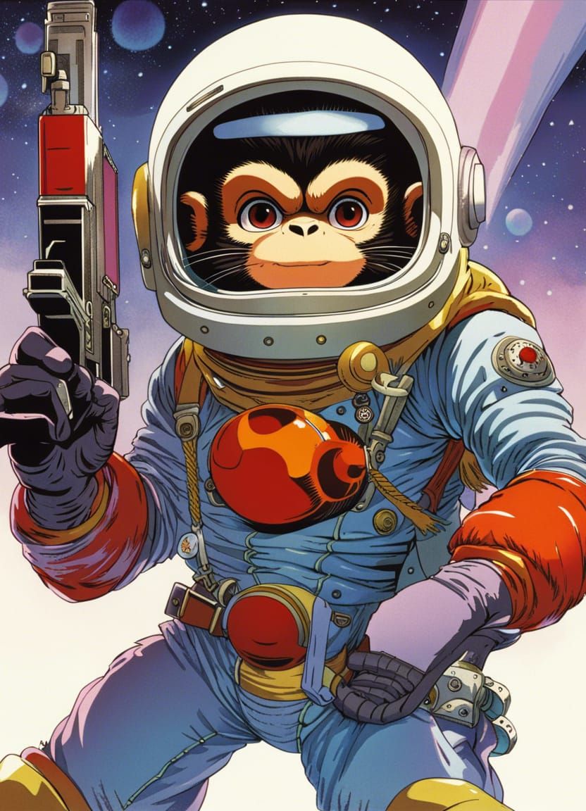 Anime Space Monkey Warrior with Raygun
