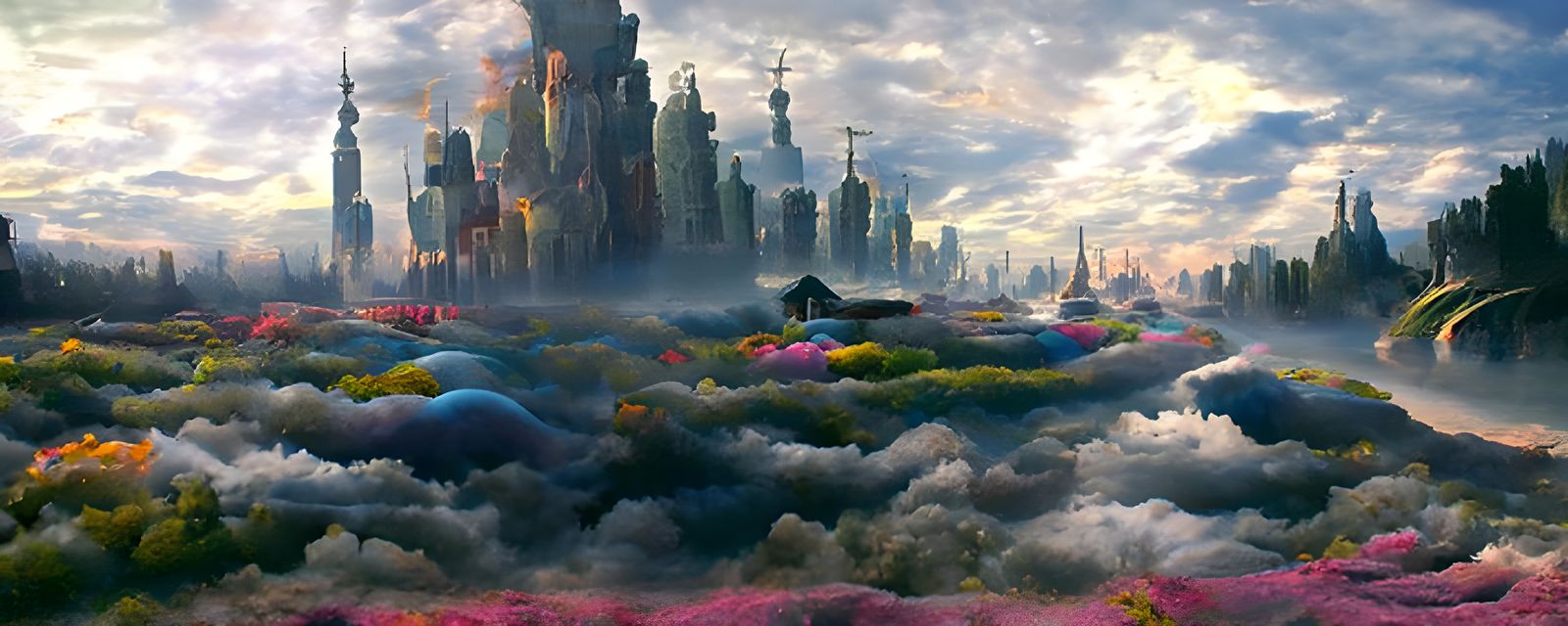 Ethereal Dreamscape: Fantasy Meets Cyberpunk in Surreal Art