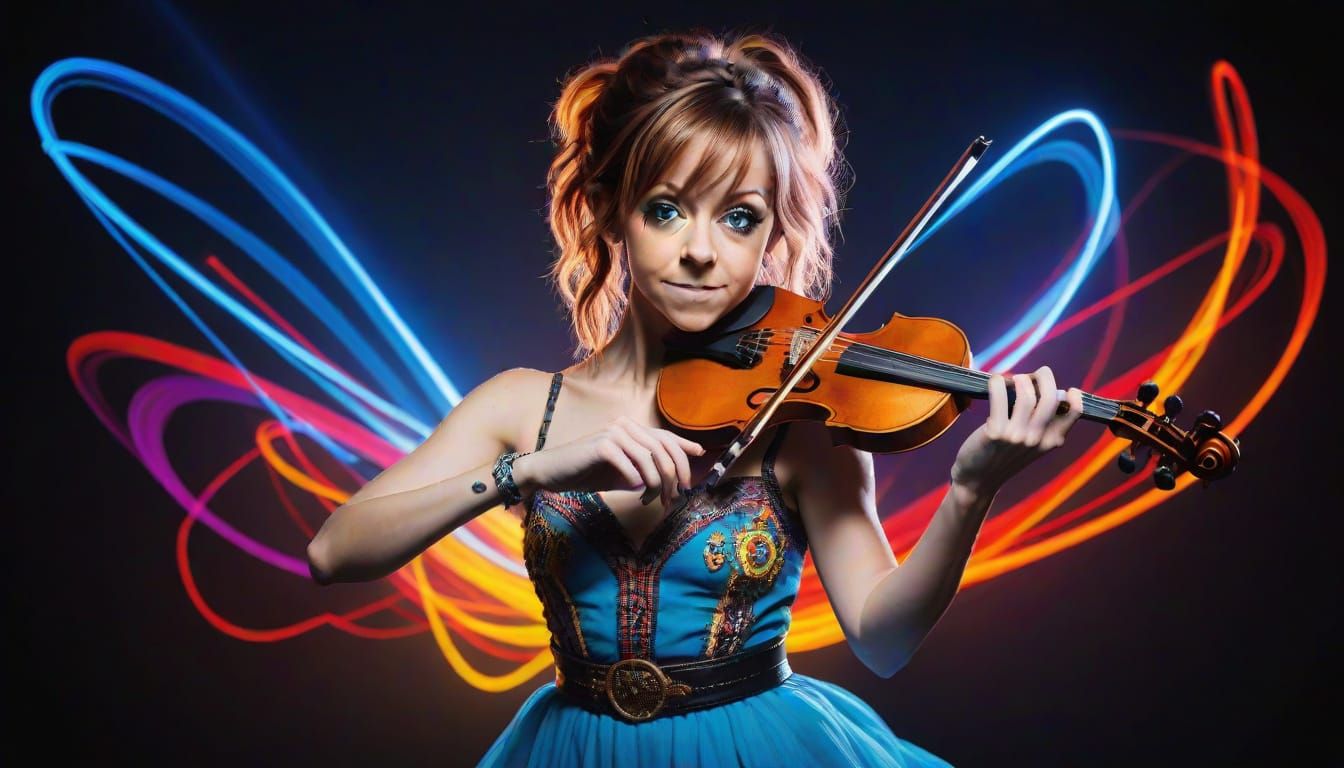 Vivid Light Painting of a Violinist in Motion