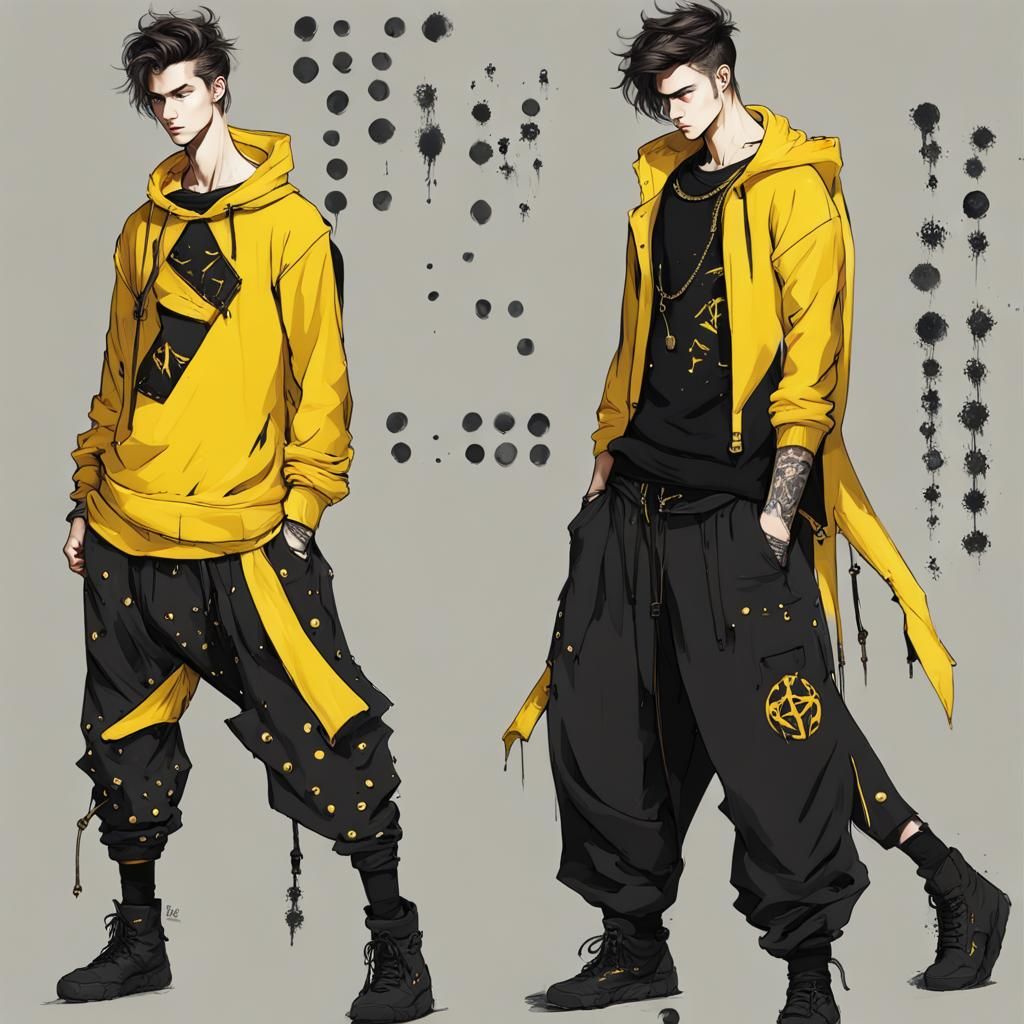 Futuristic Tactical Outfit with Wolf Motif, Anime Style