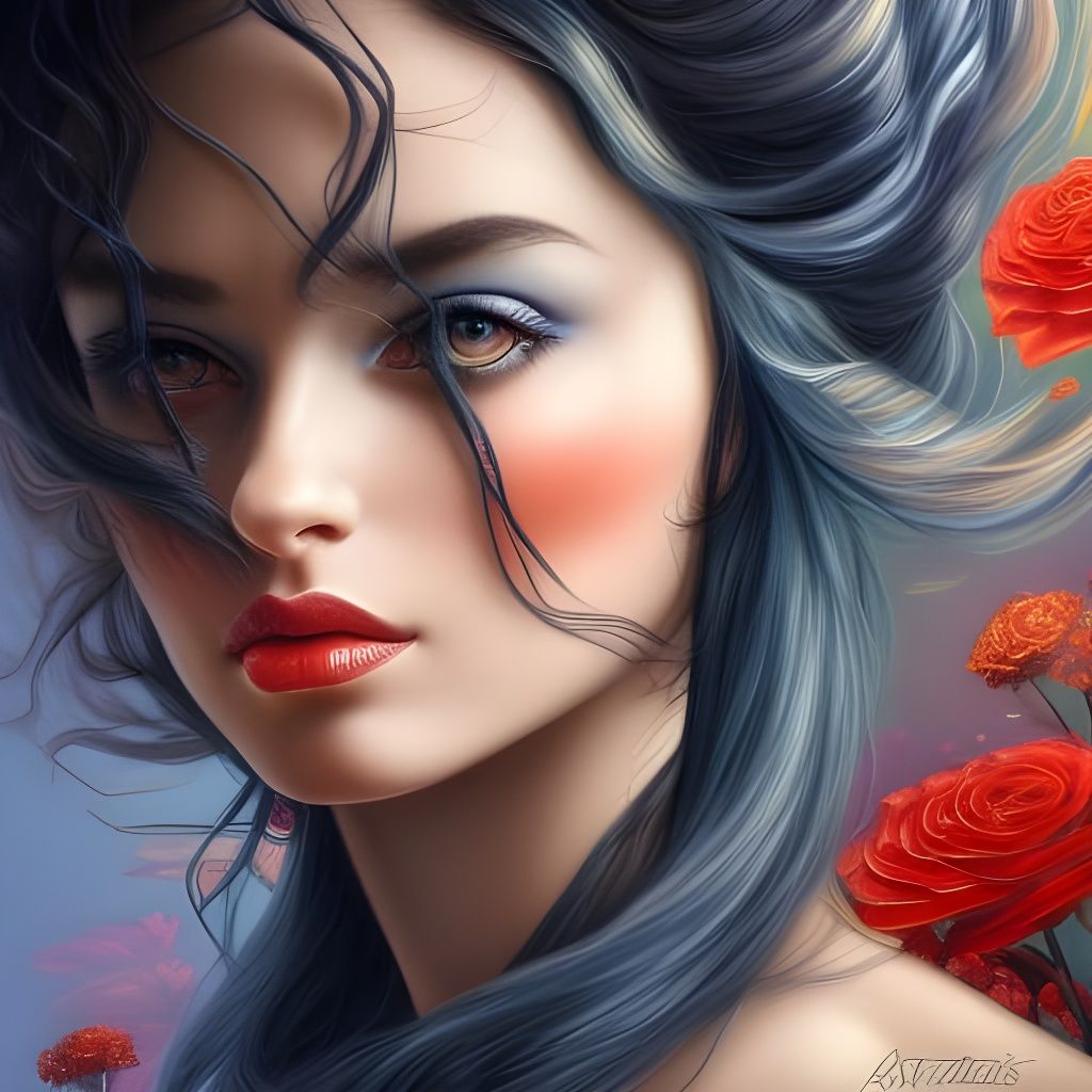 Neovictorian Woman Portrait in Artgerm and Malczewski Style