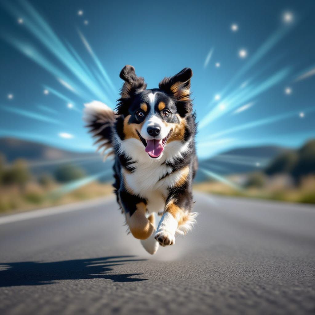 Dog Running Towards Infinite Horizon