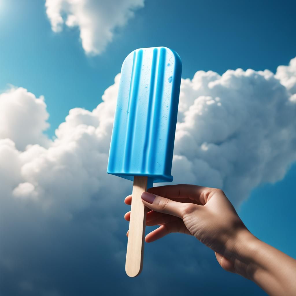 Blue Popsicle Against Blue Sky: Fantasy Concept Art
