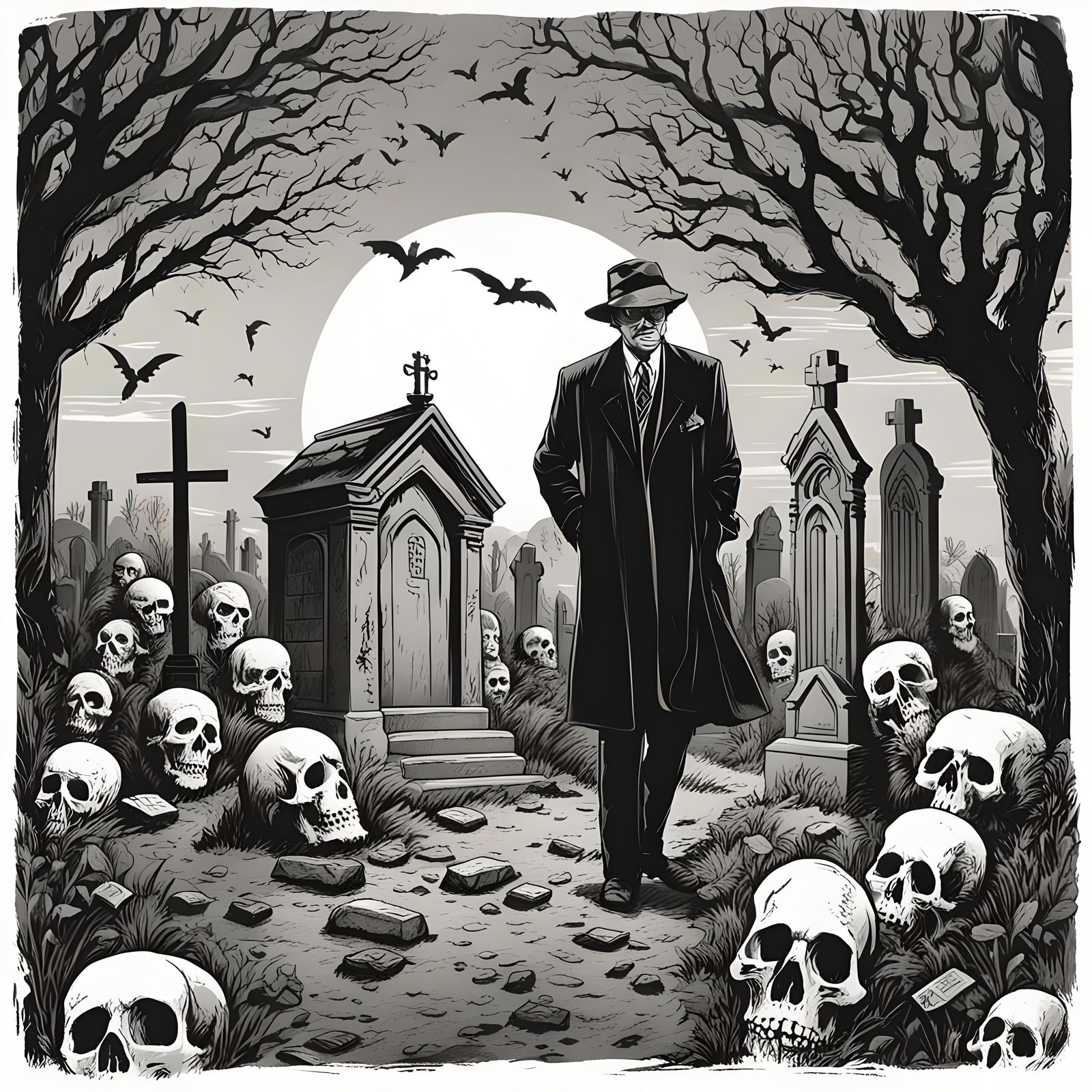 Rich Man Contemplates Mortality in Graveyard