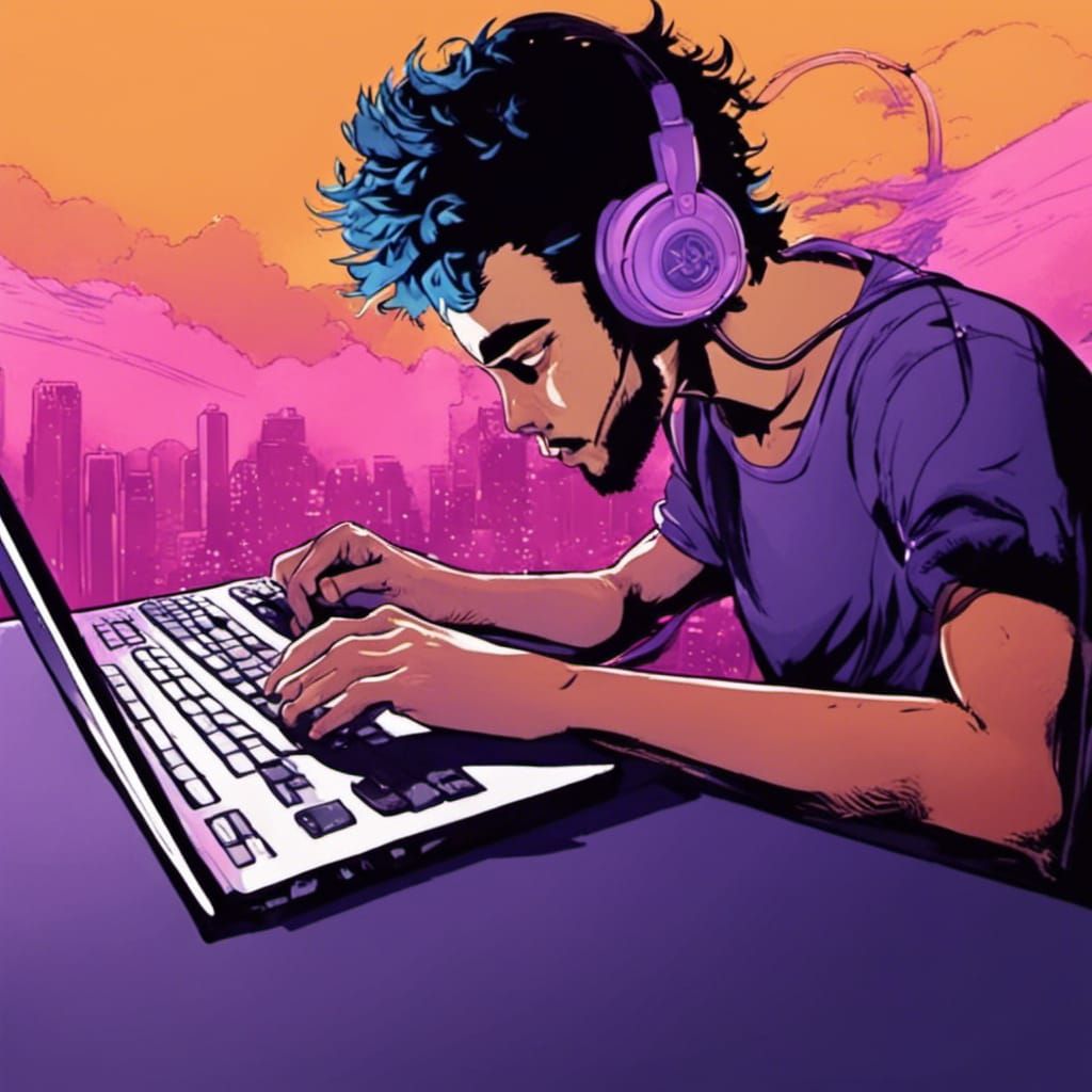 Lo-Fi Music Producer in Manga Style