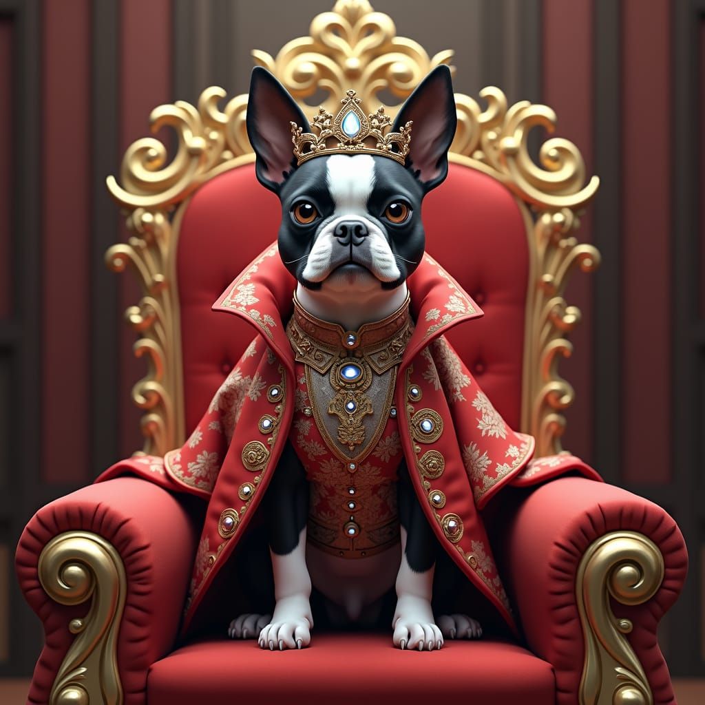 Boston Terrier as Anime High Fantasy Royalty