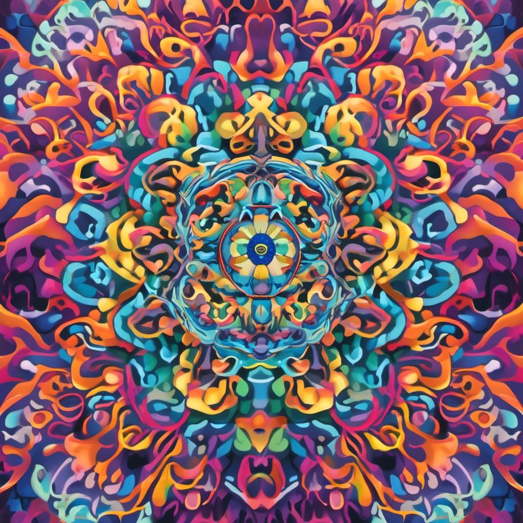 Colorful Flower Close-Up in Psychedelic Style