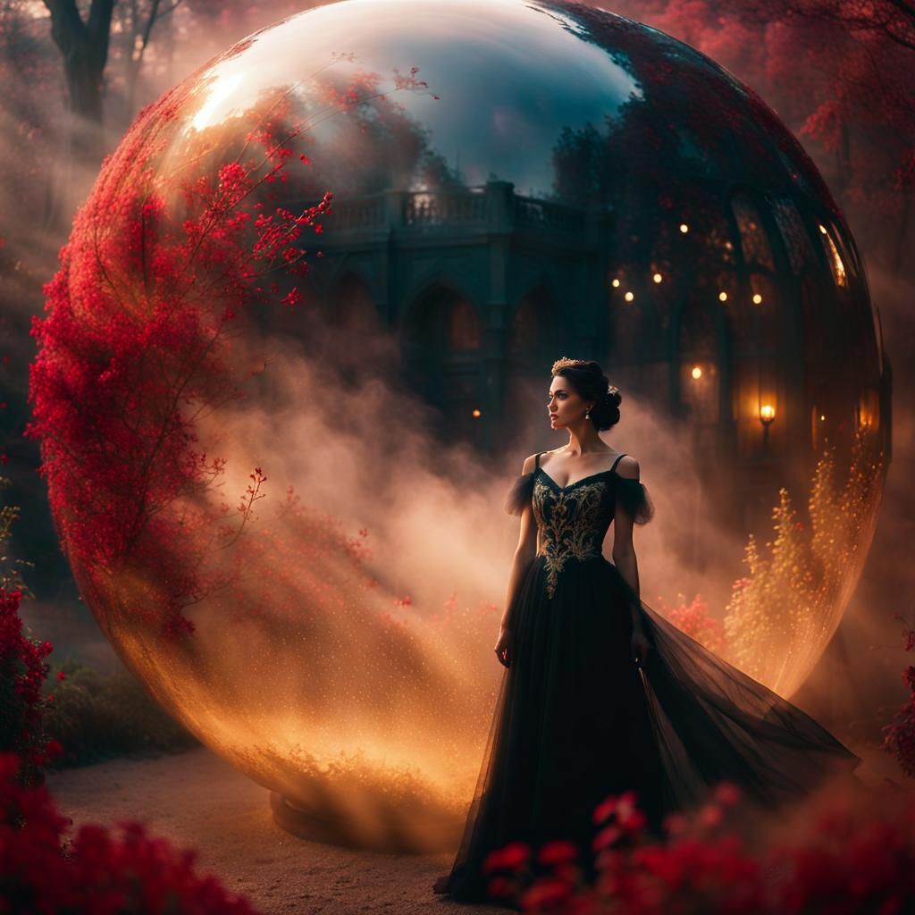 Woman in Sphere: Ethereal Fantasy Film Still