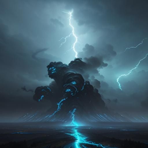 Colossal Storm Creature in Electric Blue and Gold