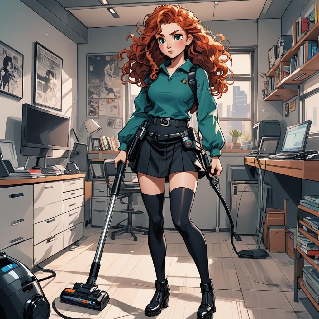 Merida as Anime Maid in Modern Apartment