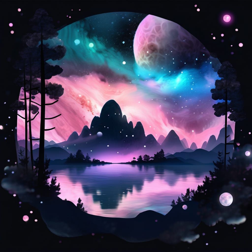 Cosmic Blush Dreamscape in Digital Art