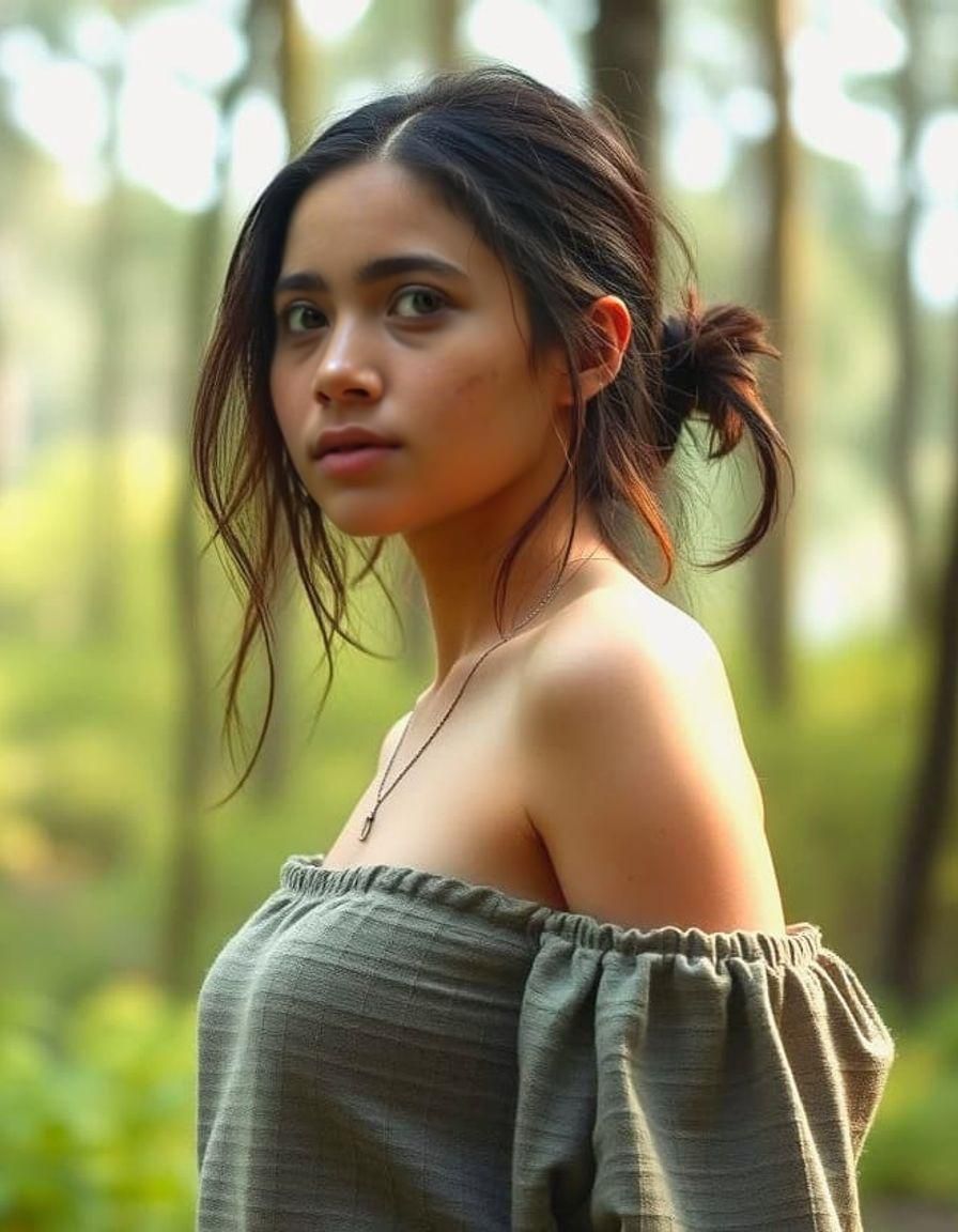 Woman Walks Nude Through Forest