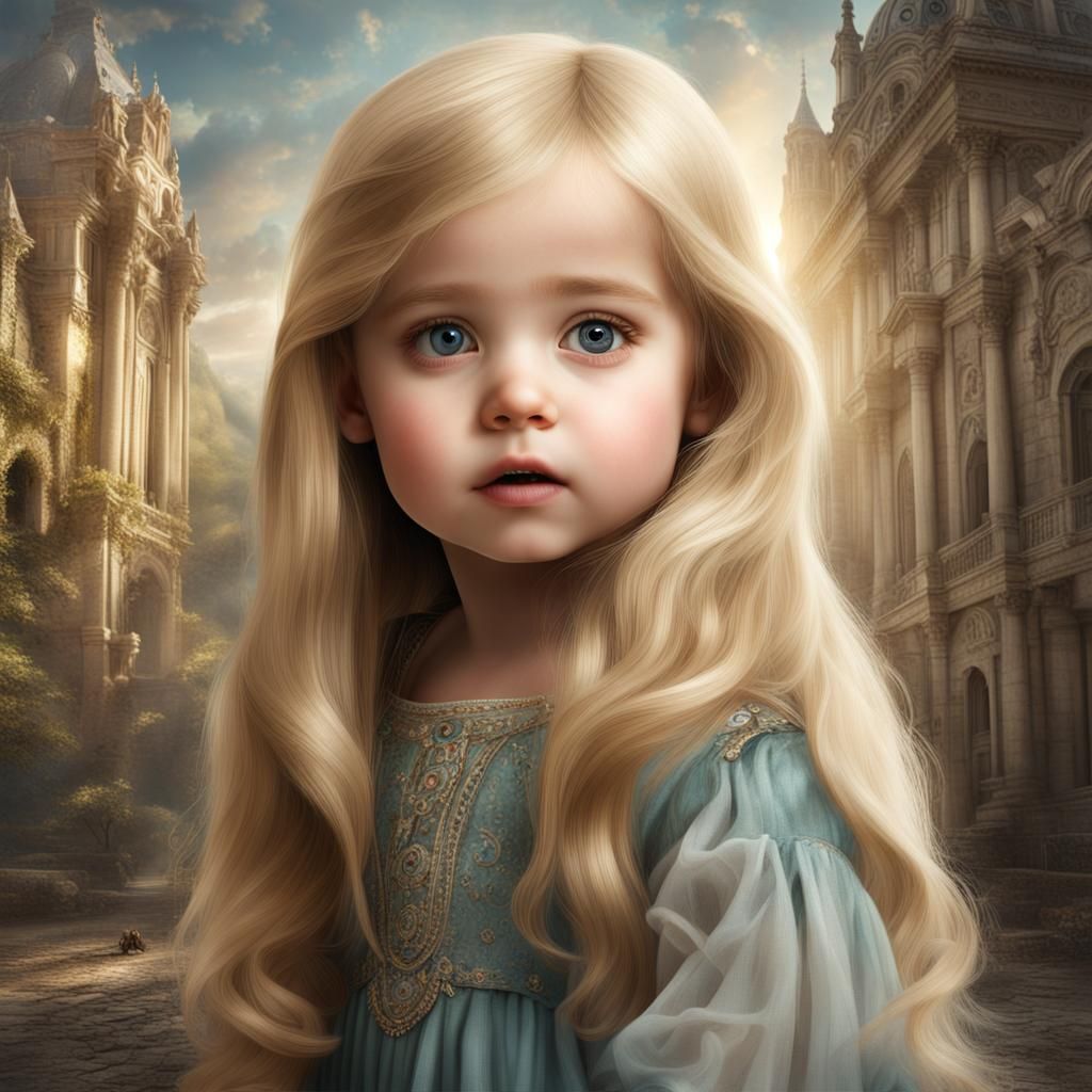 Blond Haired Baby Girl: Detailed Matte Painting