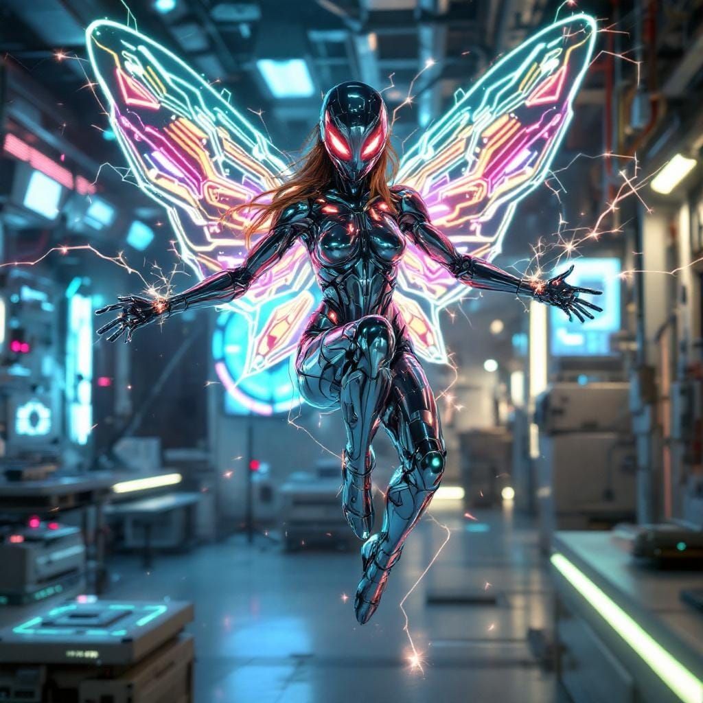 Living Metal Fairy in High-Tech Lab