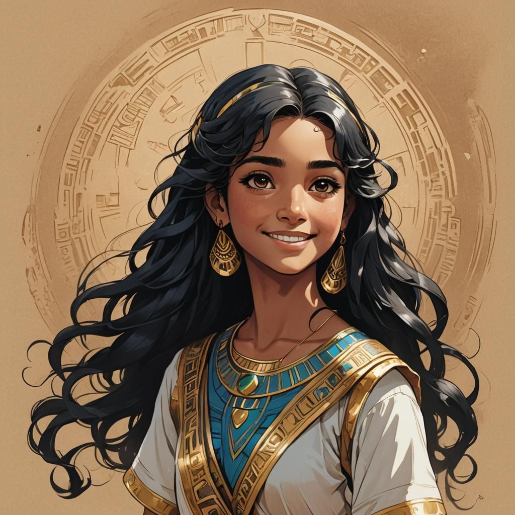 Egyptian Girl Portrait in Manga Art Style