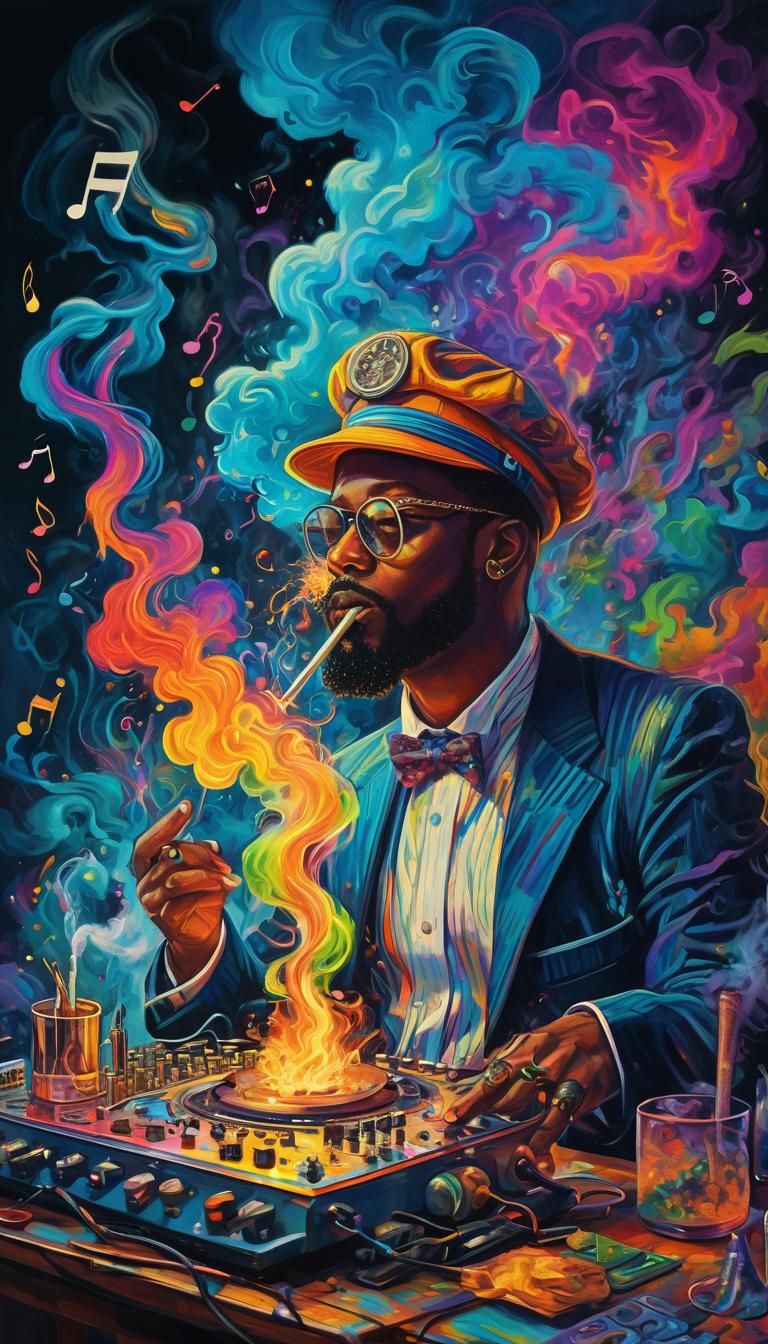 Psychedelic Hip-Hop Engineer in Klimt Style