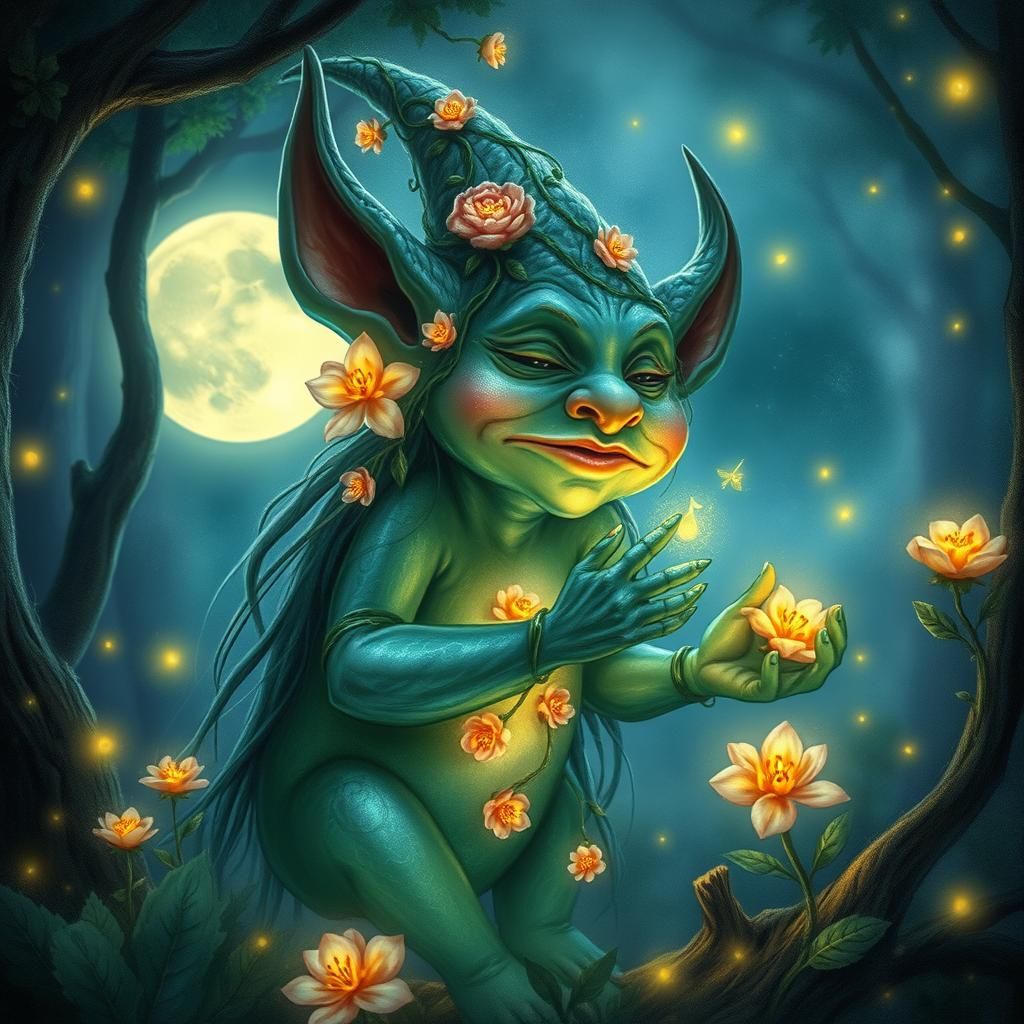 Mystical Troll Singing in Enchanted Forest