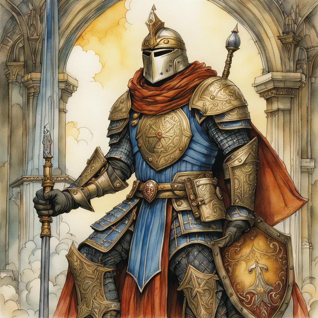 Paladin in Storybook Illustration Style