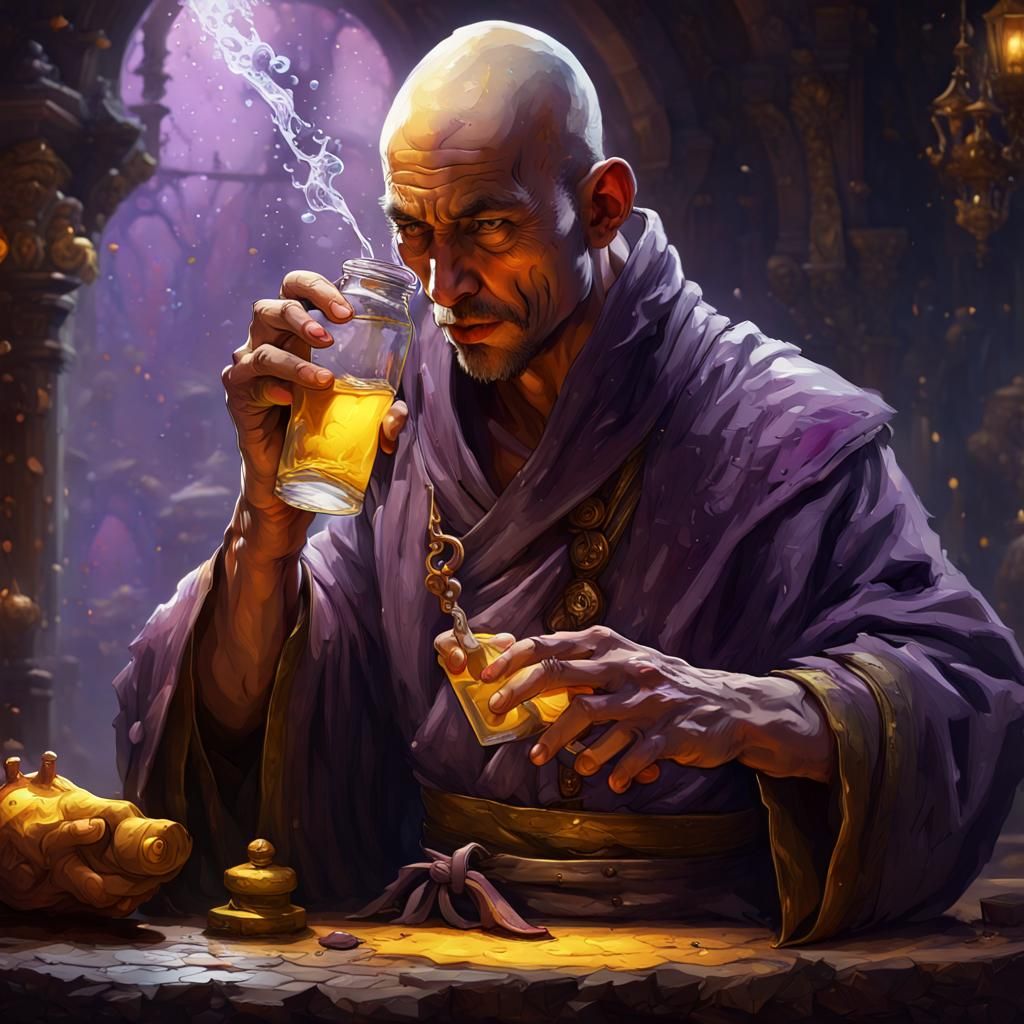 Drunken Master Monk in Dark Fantasy Style