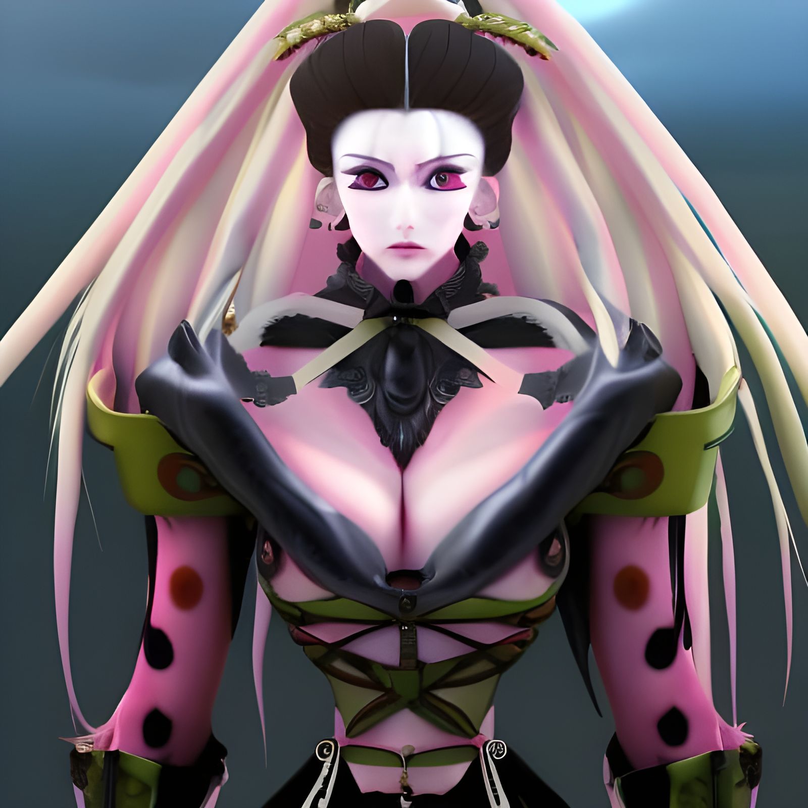 Villainous Anime Waifu Illustration in Japanese Style