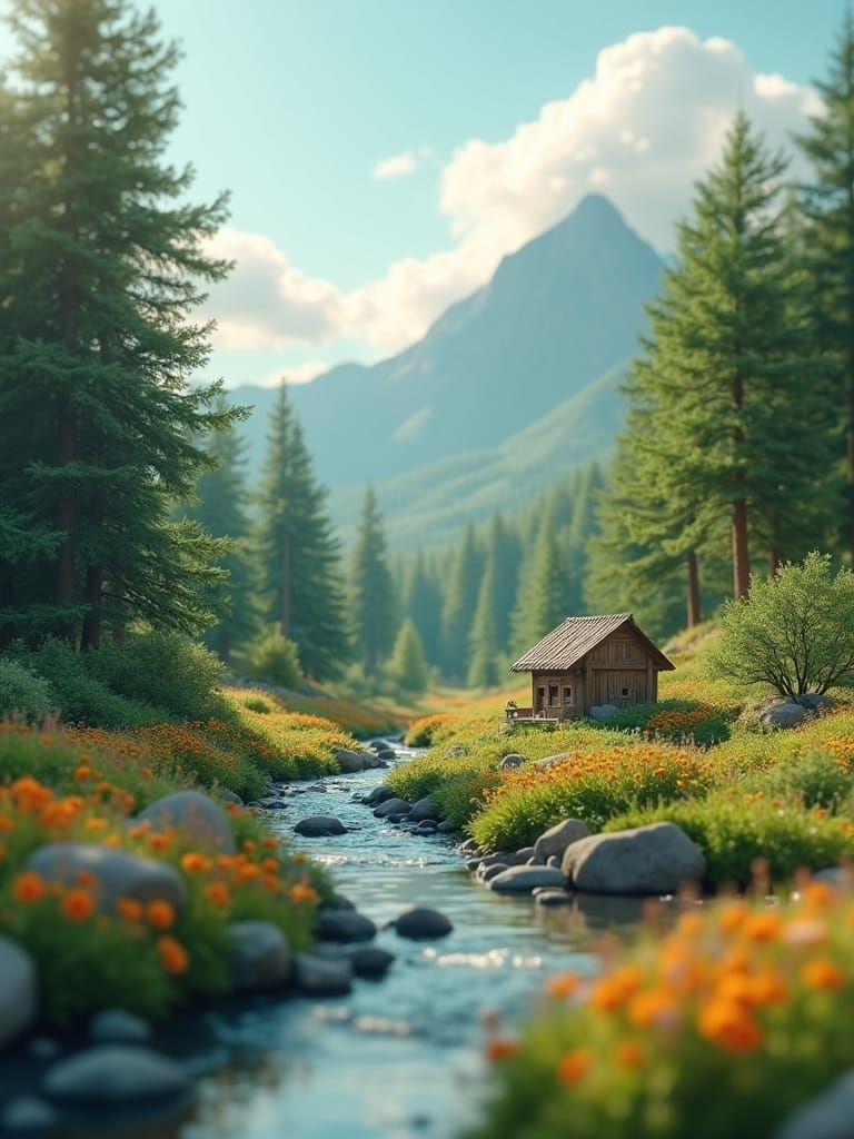 Cloisonné Landscape Set in Resin