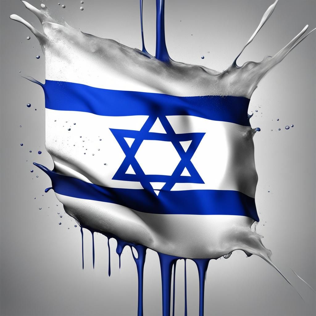 Israeli Flag Selective Color Abstract Art