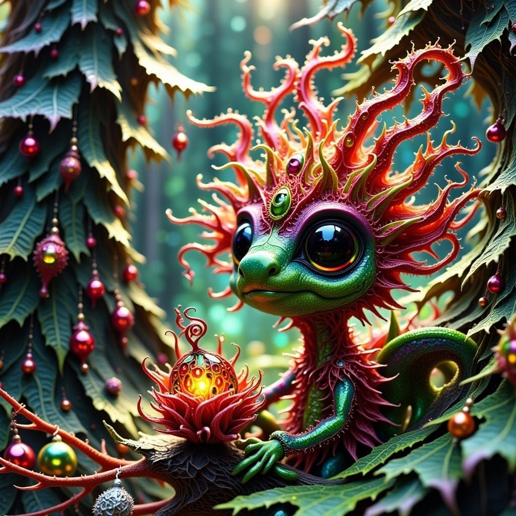 Surreal Christmas Celebration in Dreamlike Art