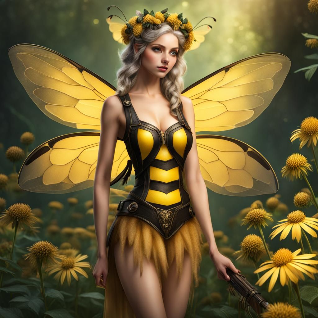 Realistic Bee Fairy Portrait