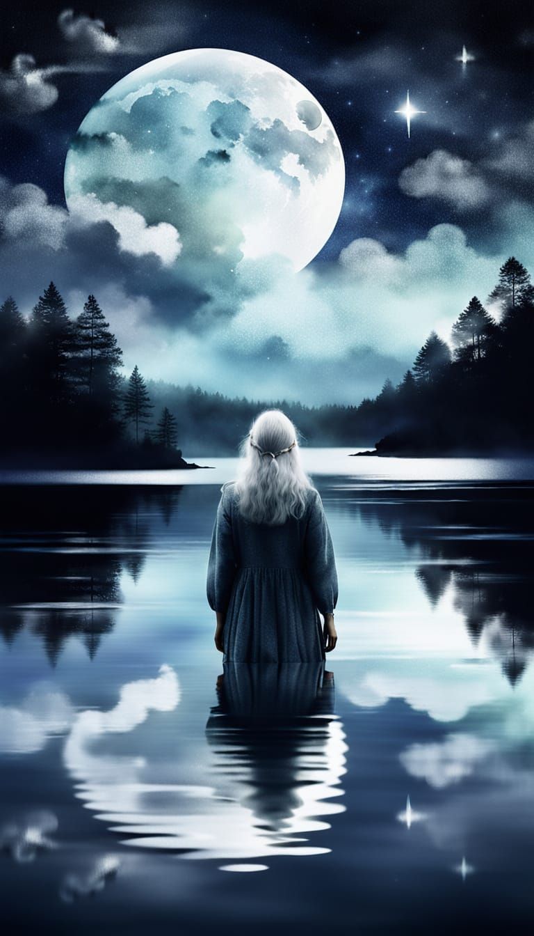 Ethereal Moonlit Dreamcatcher on Shimmering Waters