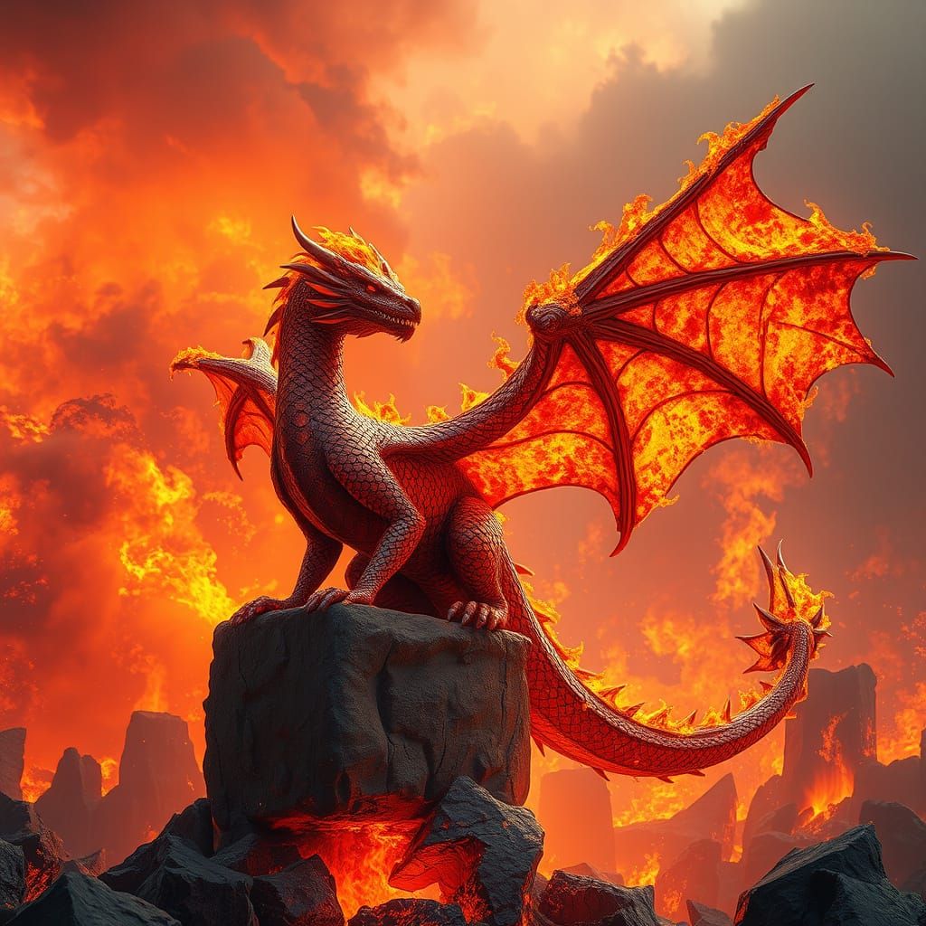 Fantastical Fire Dragon Reigns Supreme Amidst Blazing Infern...