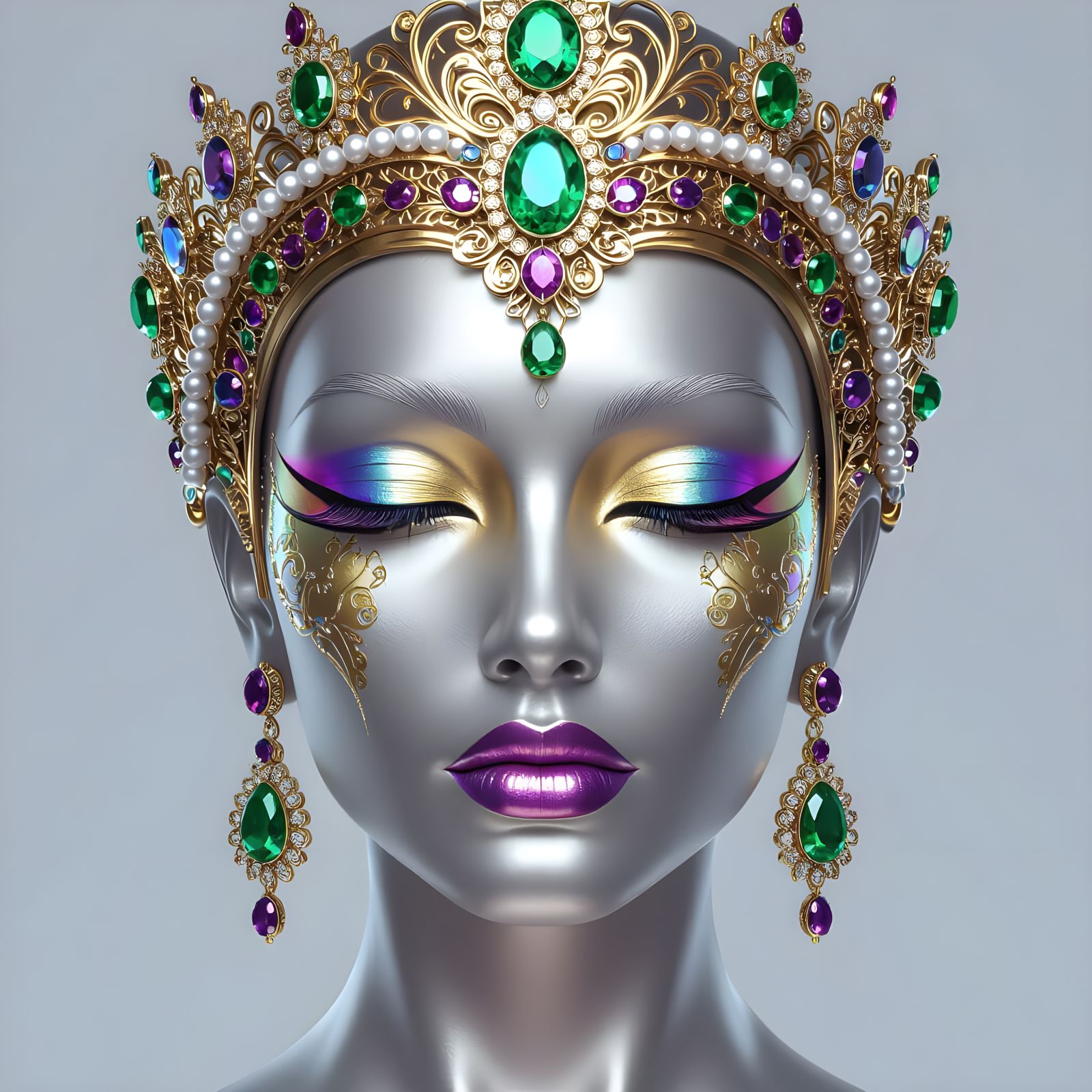 Futuristic Goddess Mask with Jewels