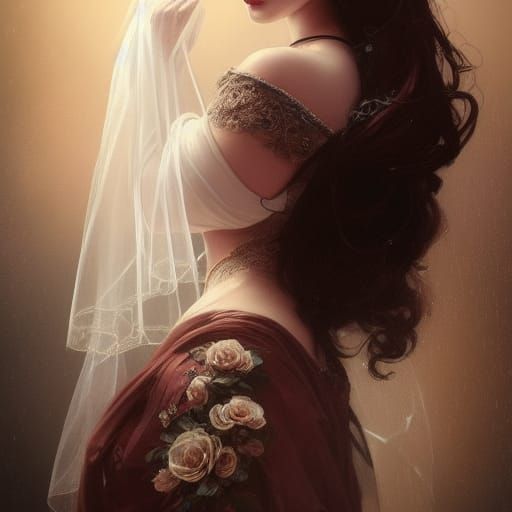 Bride in Victorian Corset Portrait with Roses