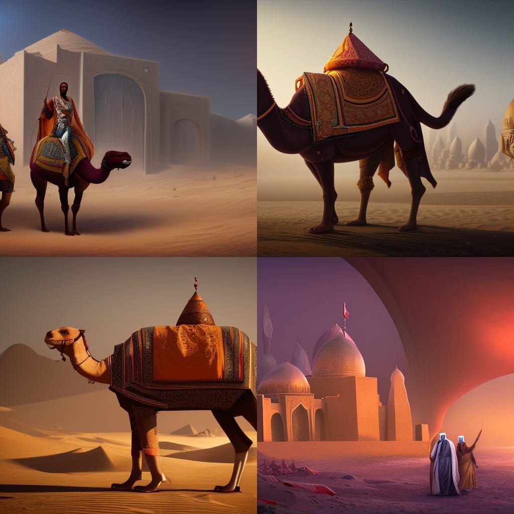 Qatar Prince, Camel, and Morgan Freeman: Matte Painting