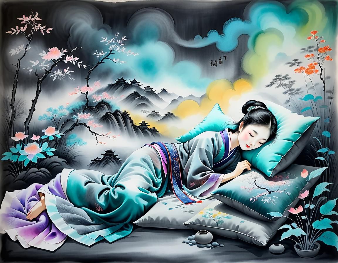 Dream Pillow in Charcoal and Silk Style