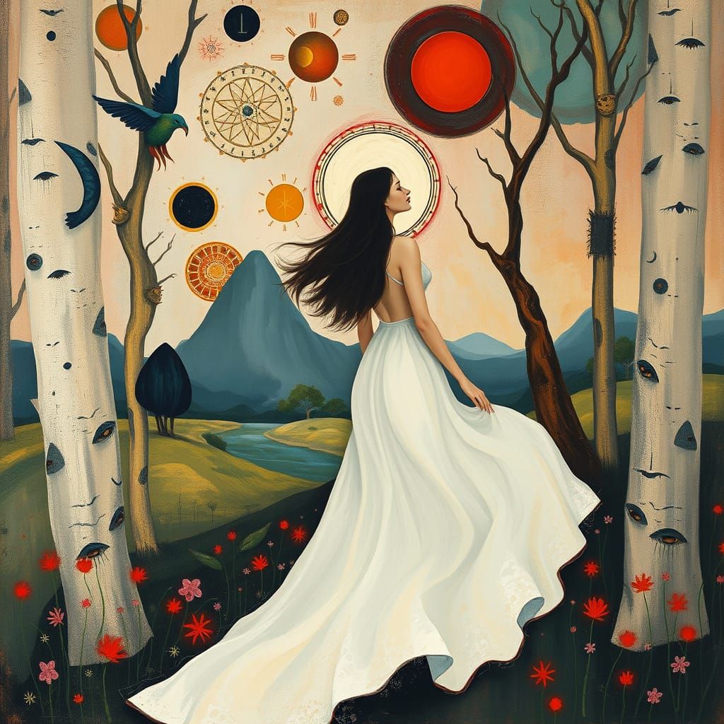 Dreamlike Surreal Forest in the Style of Paul Klee