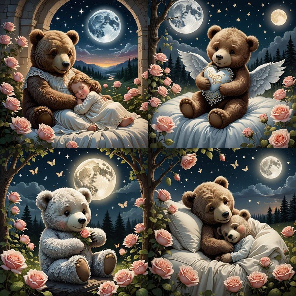 Roses in the Silent Night, Bathed in Moonlight