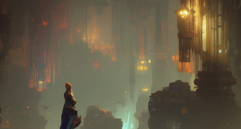 Dynamic Figure in Ornate Digital Painting