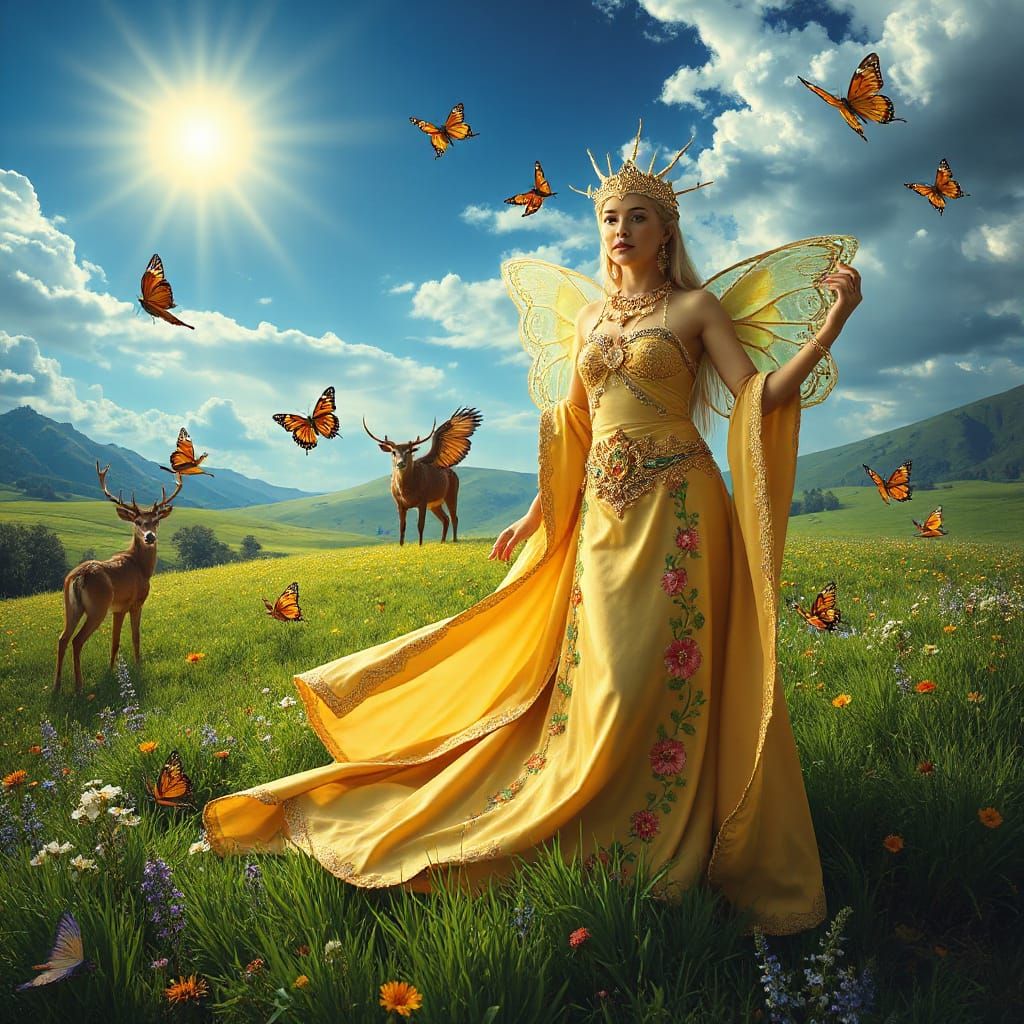 Goddess in a Lush Meadow: Fantasy Realism