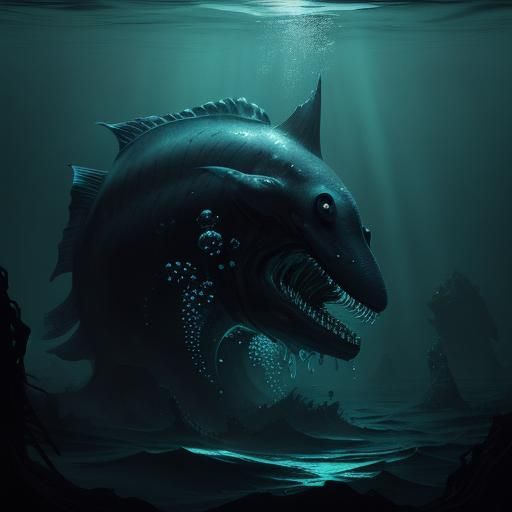 Bloop Rises from Deep Sea in Monochromatic Illustration